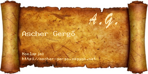 Ascher Gergő névjegykártya